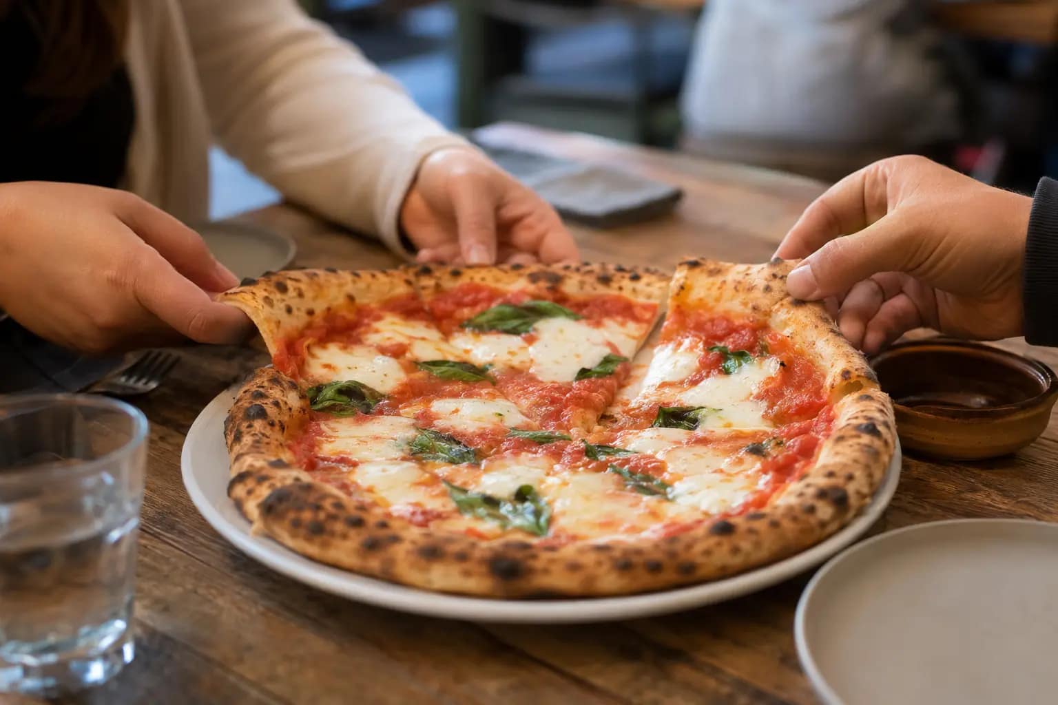 Fresh wood-fired pizza shared before a movie at Westfield Marion
