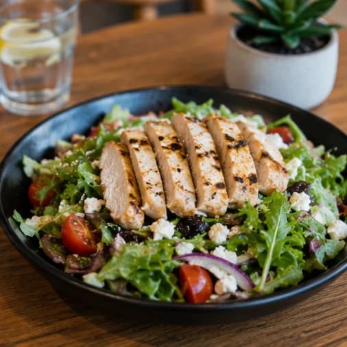 Fresh grilled chicken salad at a gluten free restaurant in Westfield Marion