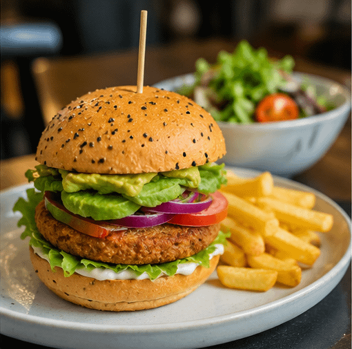 Plant-based burger for vegan dining in Oaklands Park