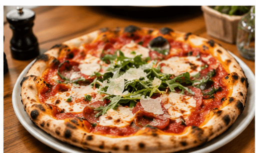 Wood-fired pepperoni pizza at Spargo's, the best restaurant Westfield Marion has for authentic Italian flavors.