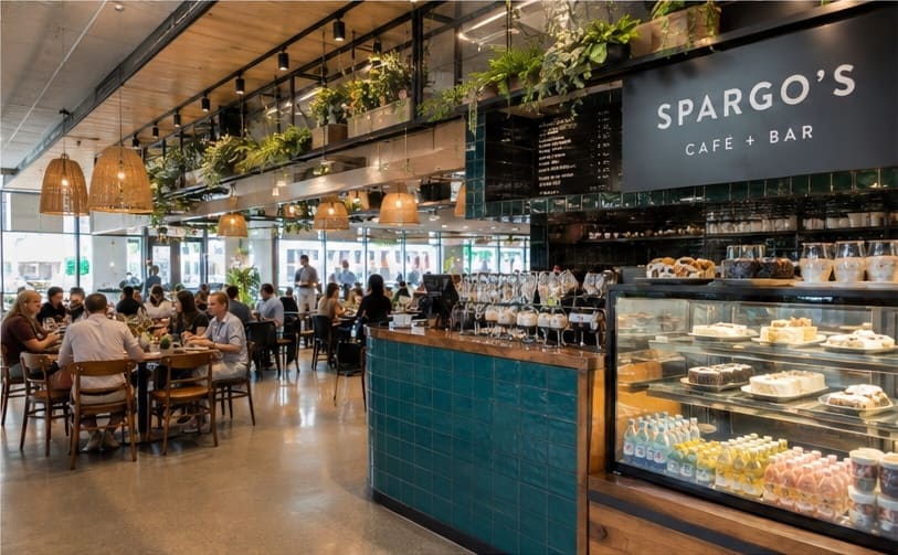Modern brunch cafe in South Australia with relaxed seating and a welcoming dining atmosphere at Spargo's Cafe + Bar